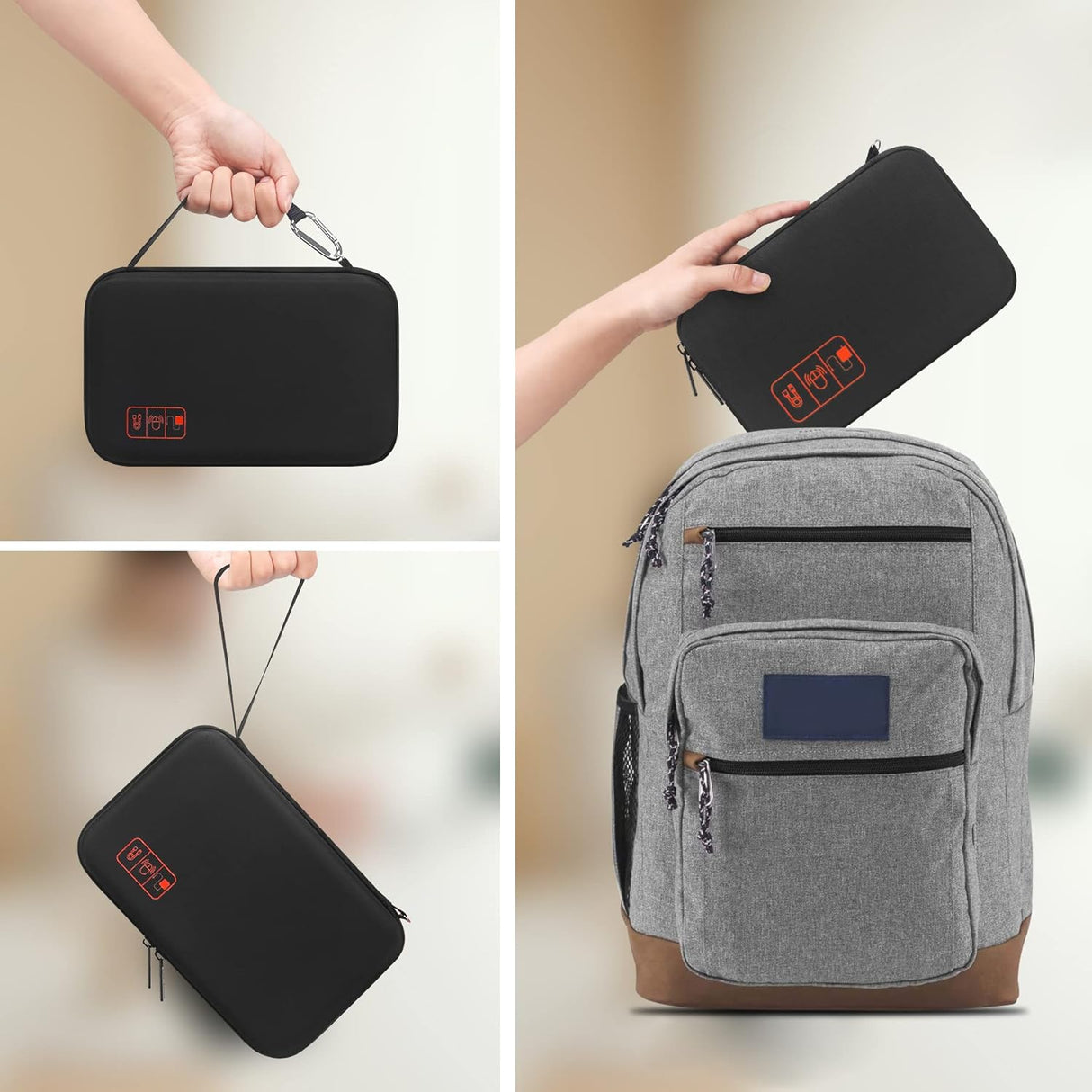 Estuche de viaje para diabéticos medidor de glucosa negro