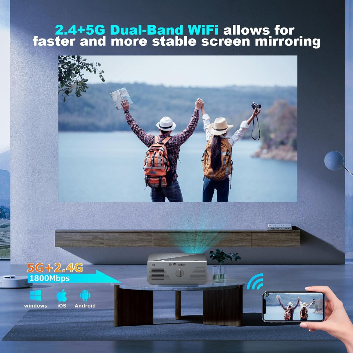 Proyector Mini WiFi Bluetooth 16000 Lúmenes Full HD 1080P