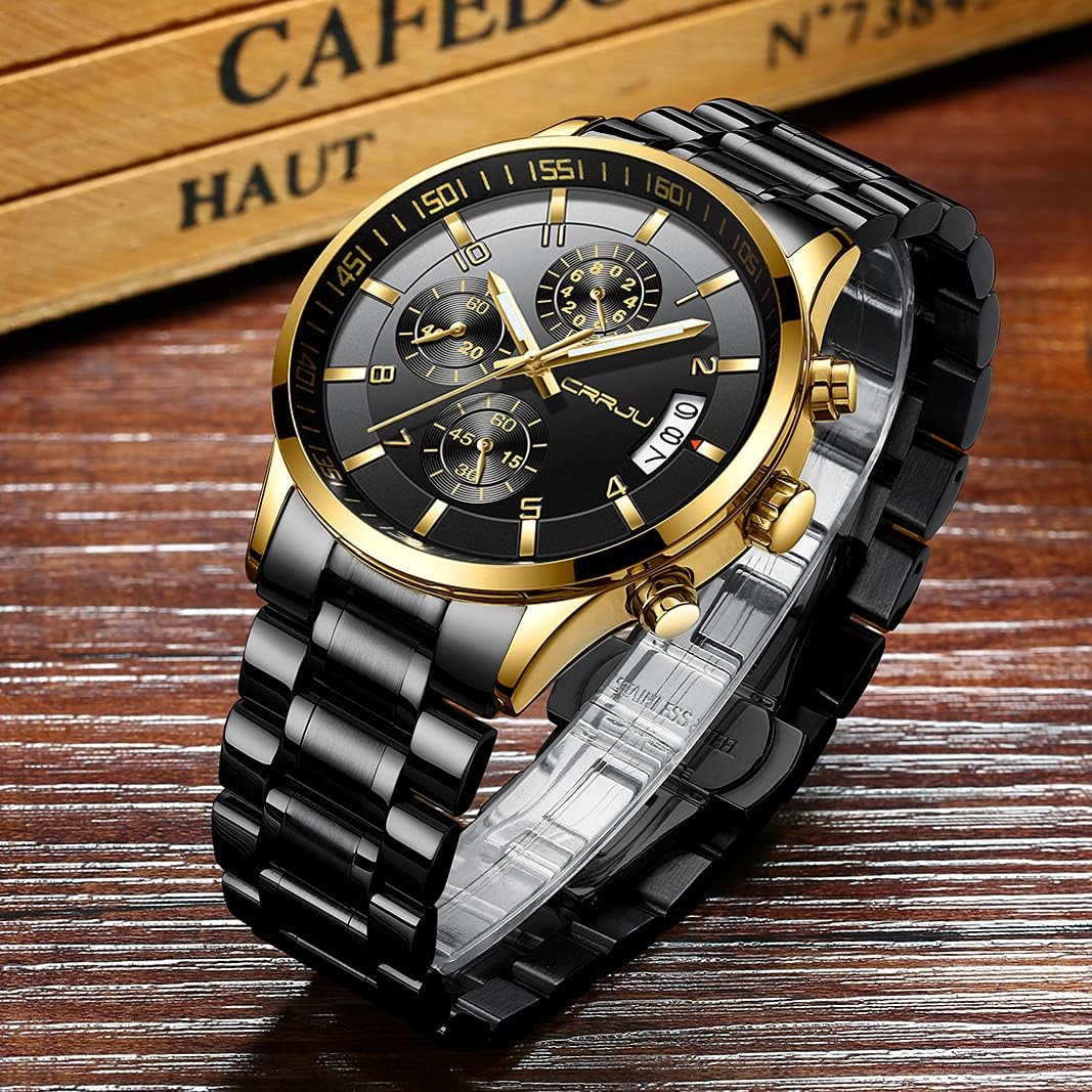 Reloj para hombre, resistente al agua CJ2214B-G-BK CRRJU