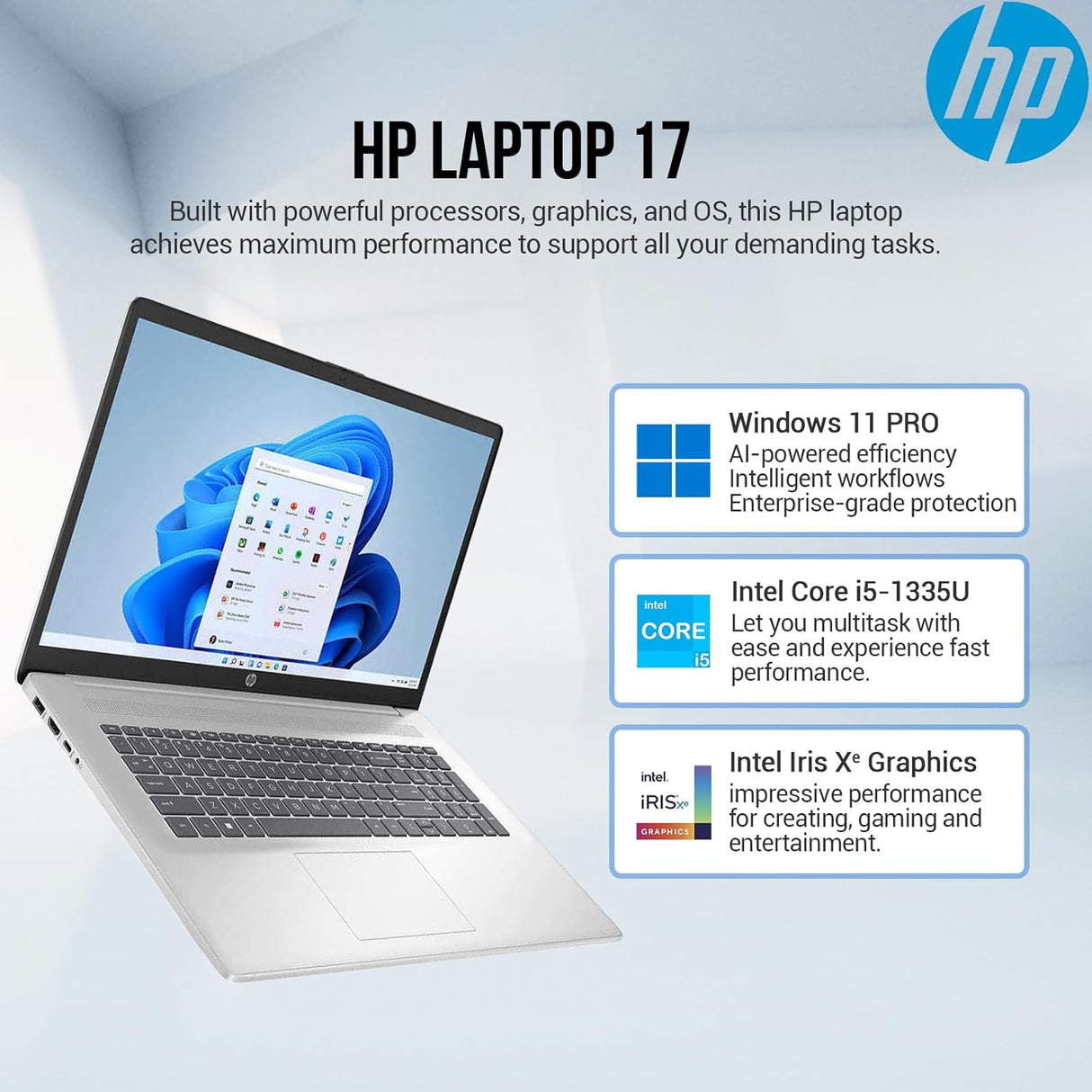 Laptop HP 17.3 FHD, Intel i5, 64GB RAM, 2TB SSD, Windows 11