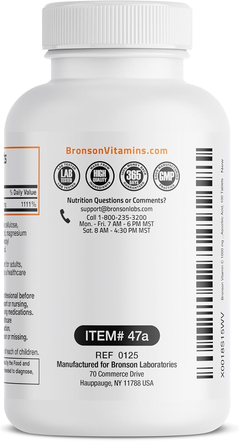 Bronson Vitamina C 1000mg Premium No GMO Tabletas 100 unidades