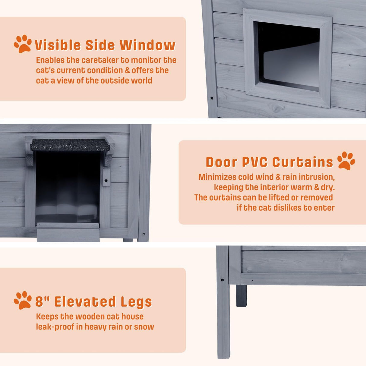 Casa para Gatos Exteriores, Refugio Aislado, Grande, Modelo X