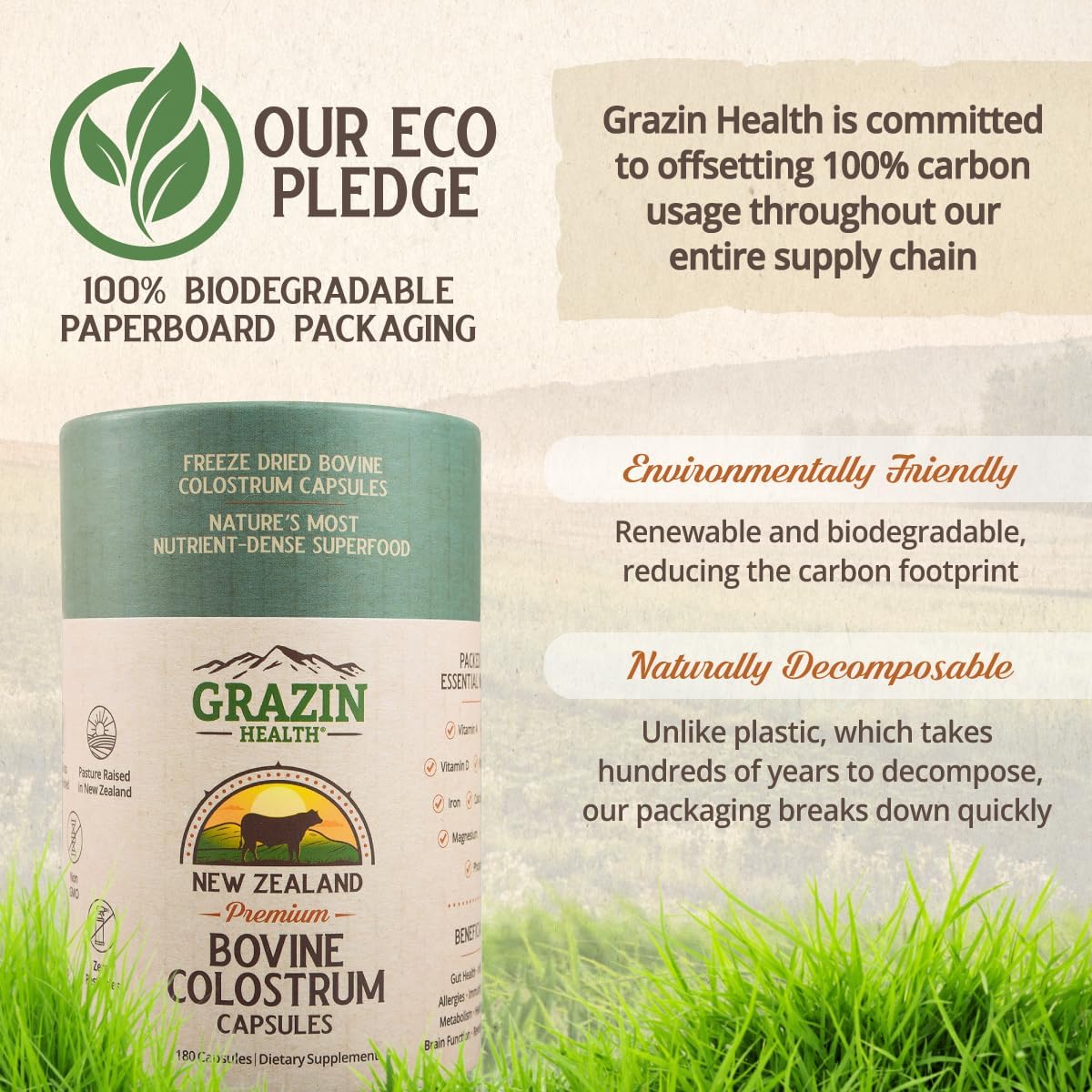 Colostro Bovino Alimentado con Pasto 3000mg - 30 Cápsulas