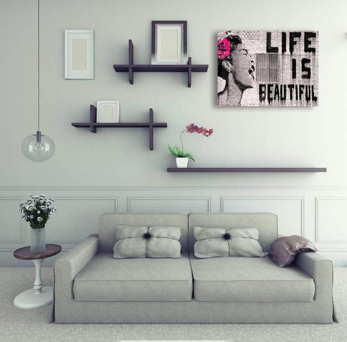 Póster de arte pop con graffiti, pintura en lienzo de Banksy