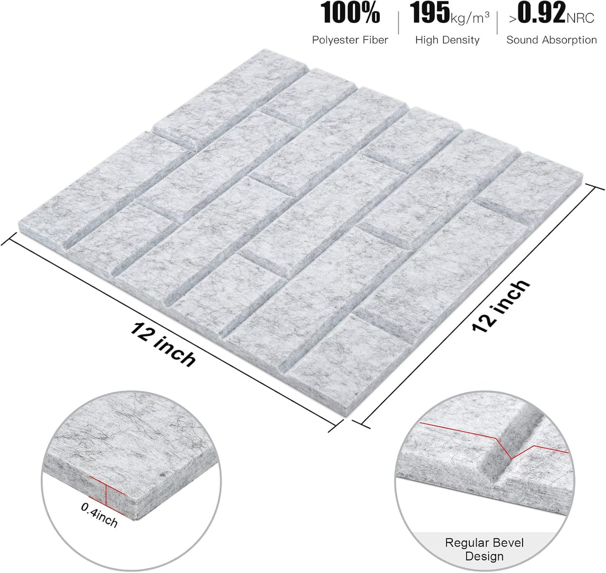 Paneles acústicos Tutmyrea 12 PCS, autoadhesivos, 12x12x0.4