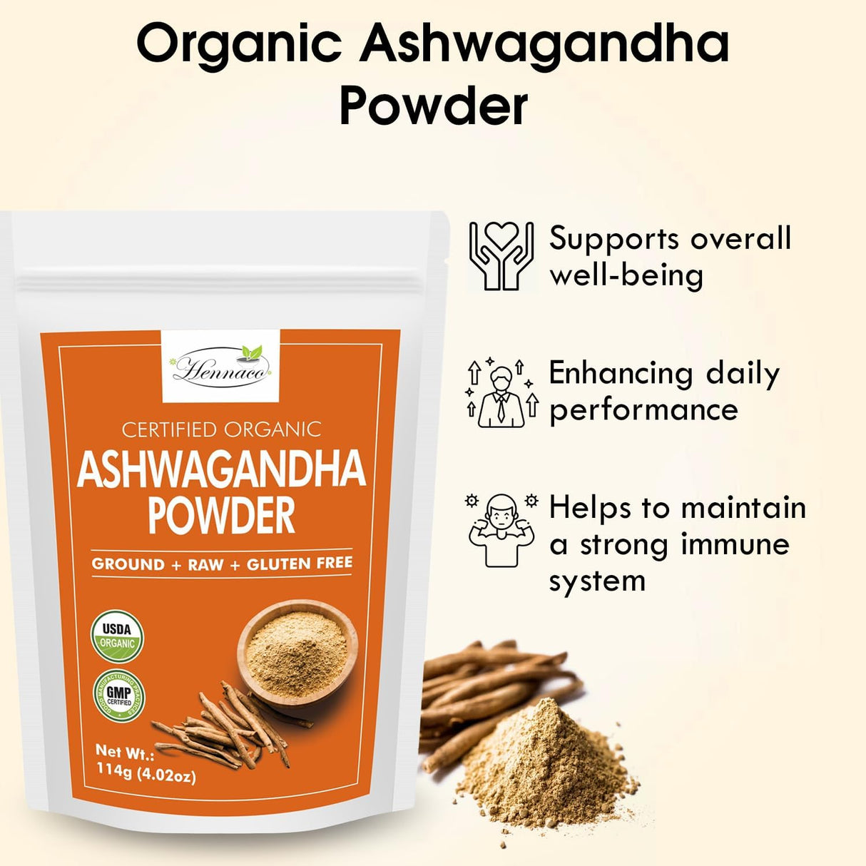 Polvo de Ashwagandha Orgánico 114g | Natural y Puro