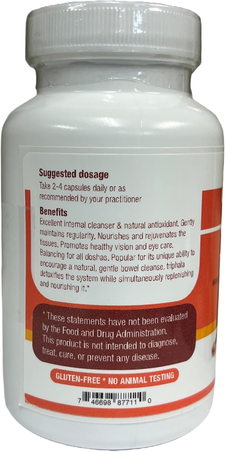 Suplemento Triphala (Trifala) Polvo Orgánico 100 Cápsulas