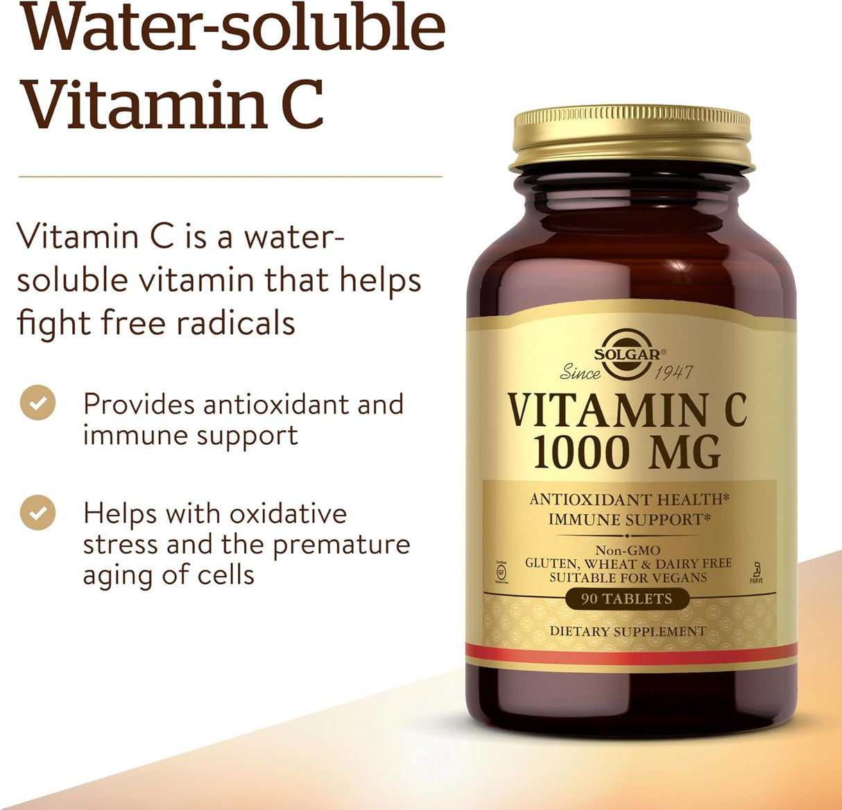 Solgar Vitamina C 1000 mg, 90 Tablets, Antioxidante e Inmunidad