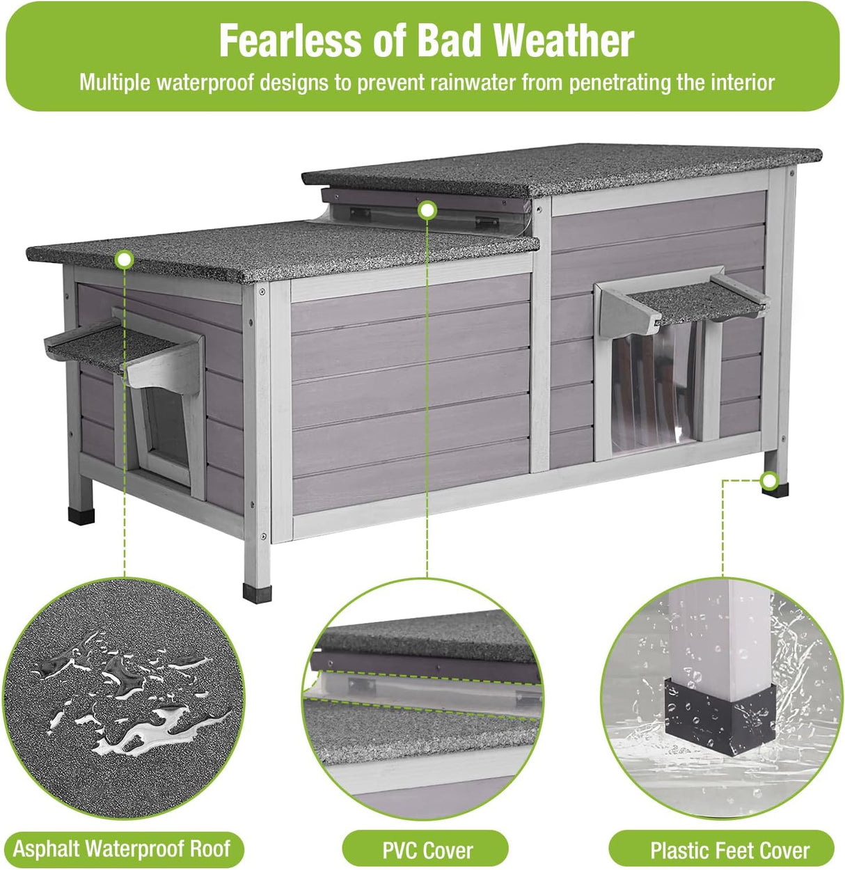 Casa exterior para gatos, AIR93-J, refugio resistente al clima