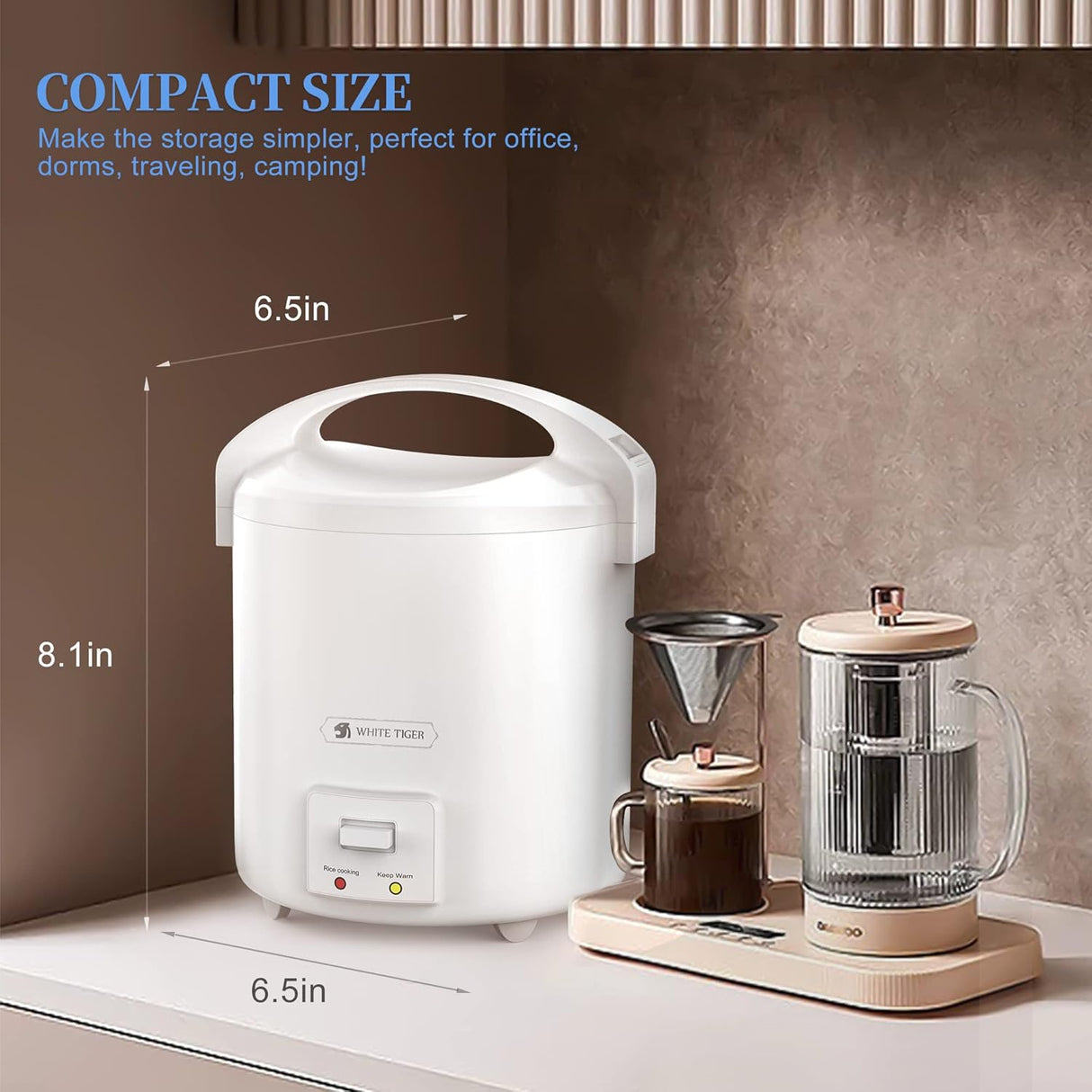 Olla Arrocera 1.0L WHITE TIGER, Rápido, 1-2 Personas, Modelo Mini