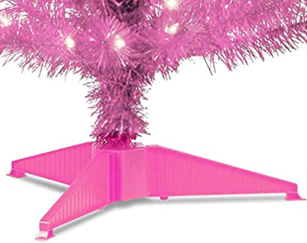 Árbol de Navidad Artificial Preiluminado, Tinsel Rosa, 4 pies