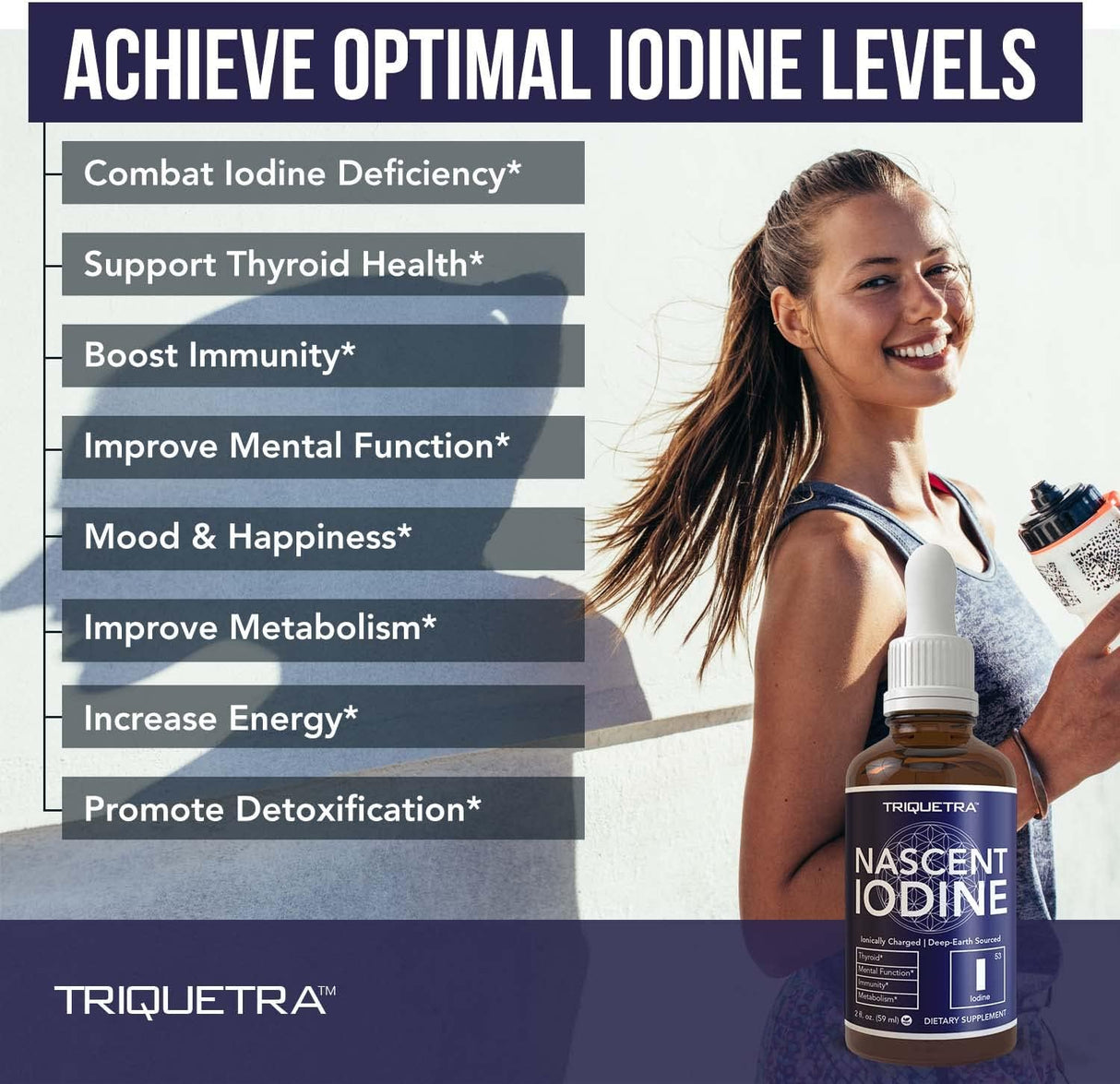 Suplemento de yodo 400 porciones vegana 1800 mcg 59ml