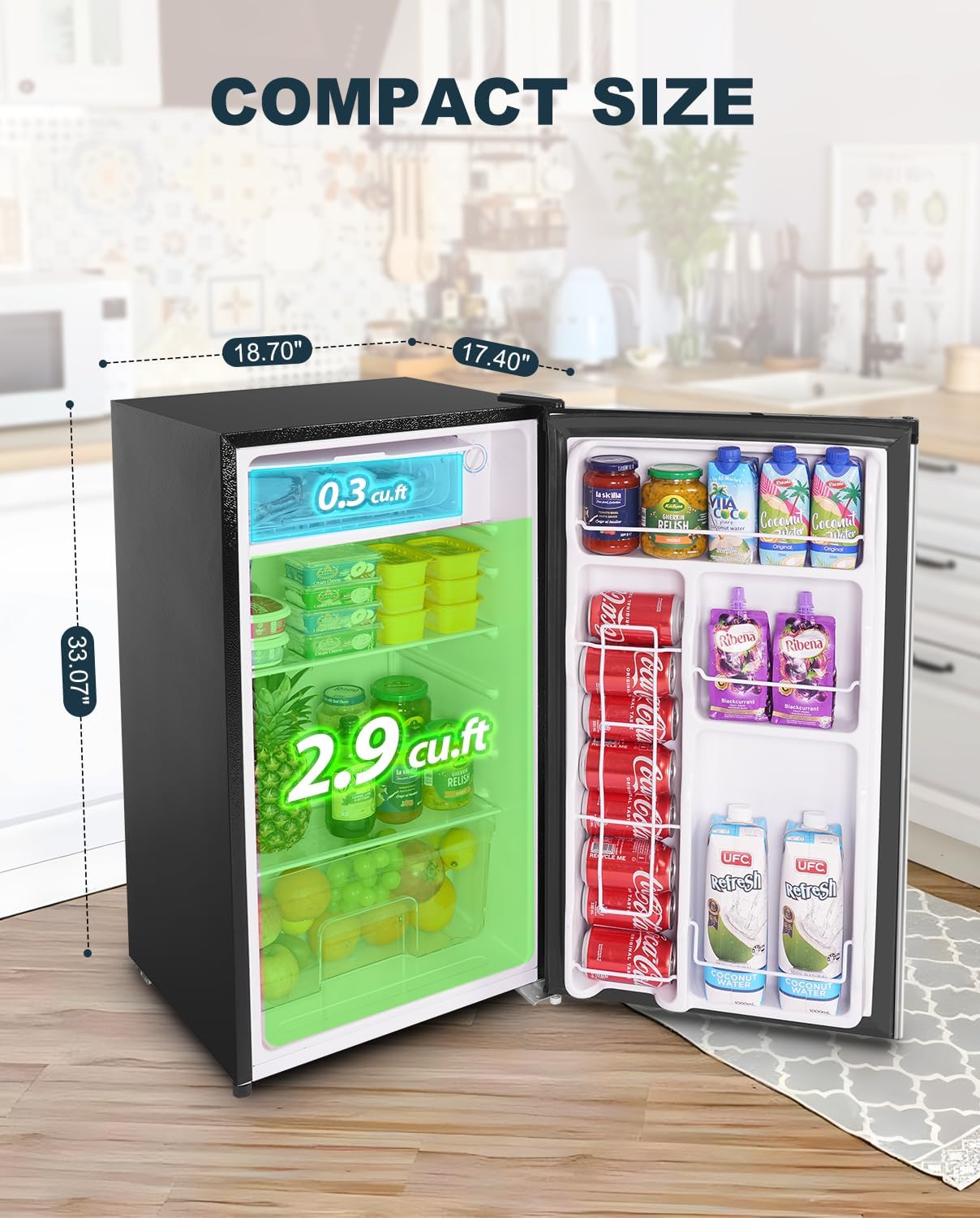 Refrigerador Mini Upstreman 3.2 Cu.Ft con Congelador SR321