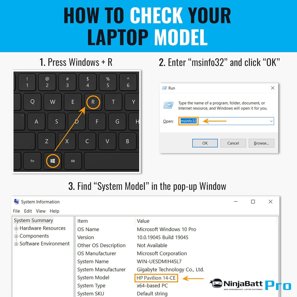 Batería duradera para HP Pavilion serie 15 HT03XL NinjaBatt