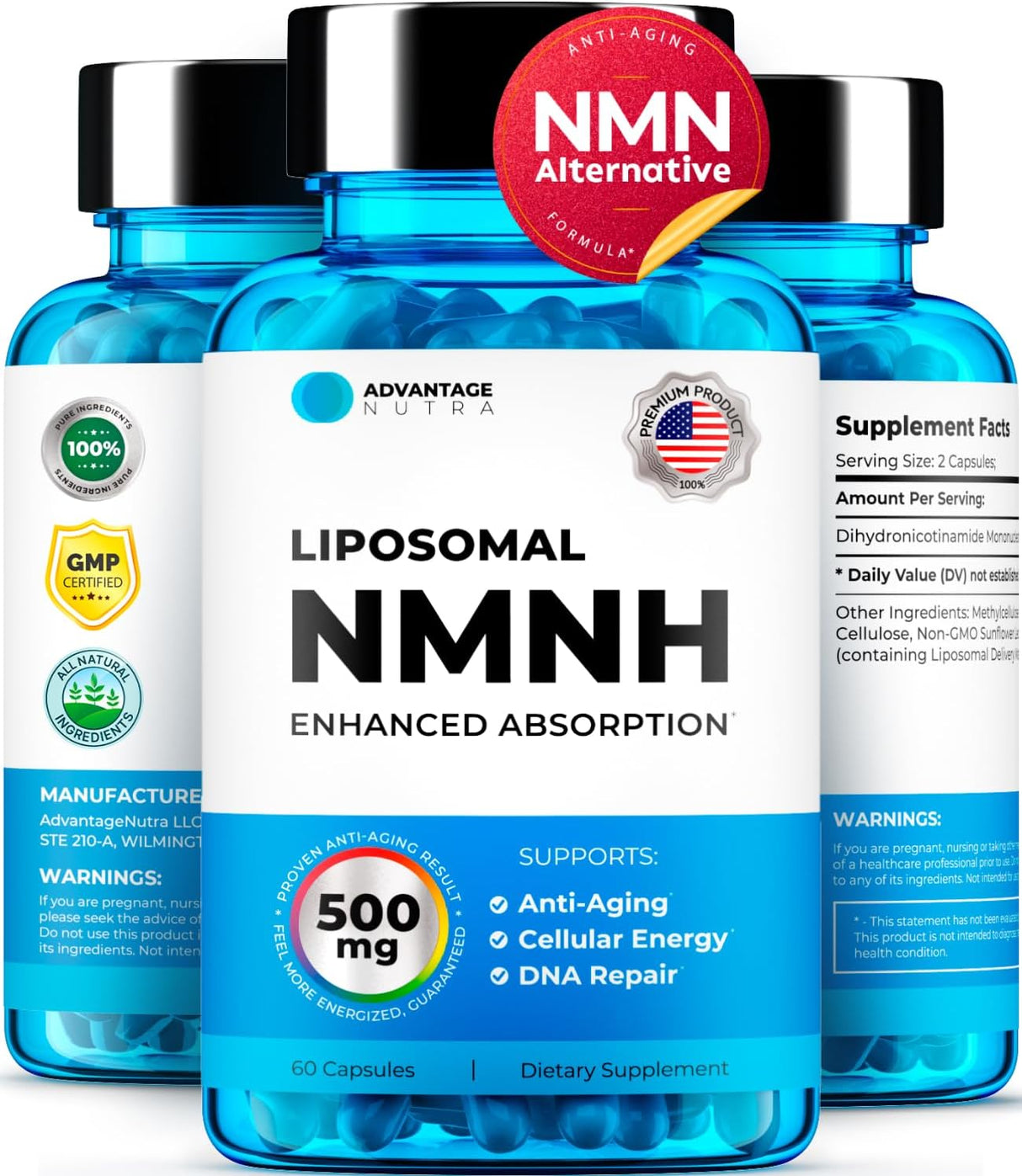 Suplemento Alternativa NMN - NMNH 250 mg 60 unidades