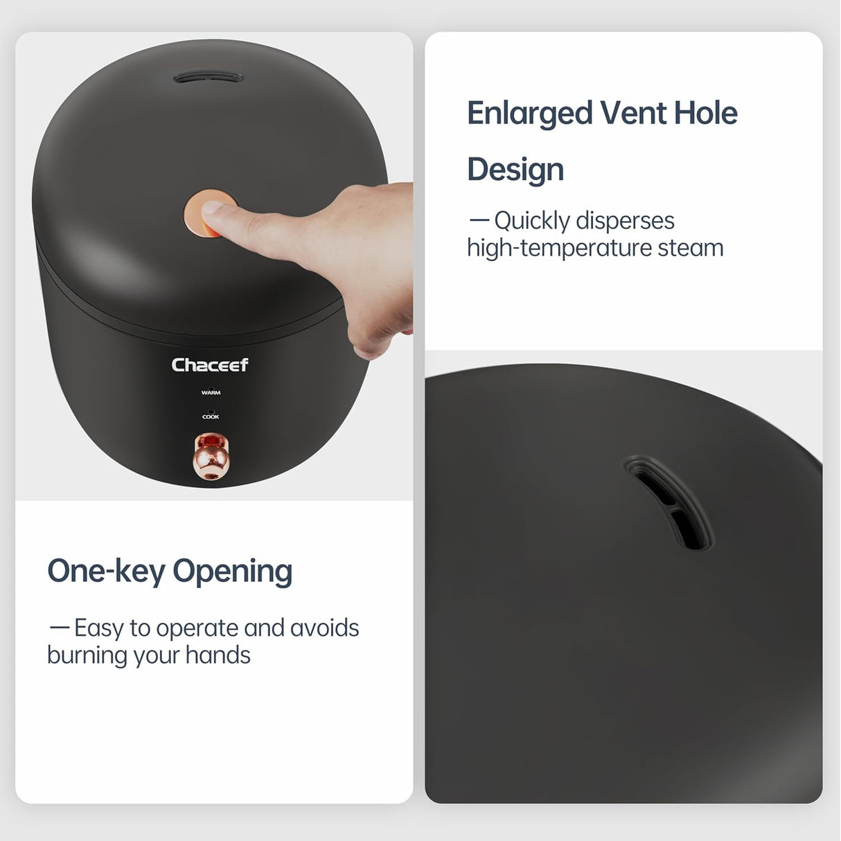 Mini Arrocera CHACEEF 2 Tazas, Función Calentar y Vaporera