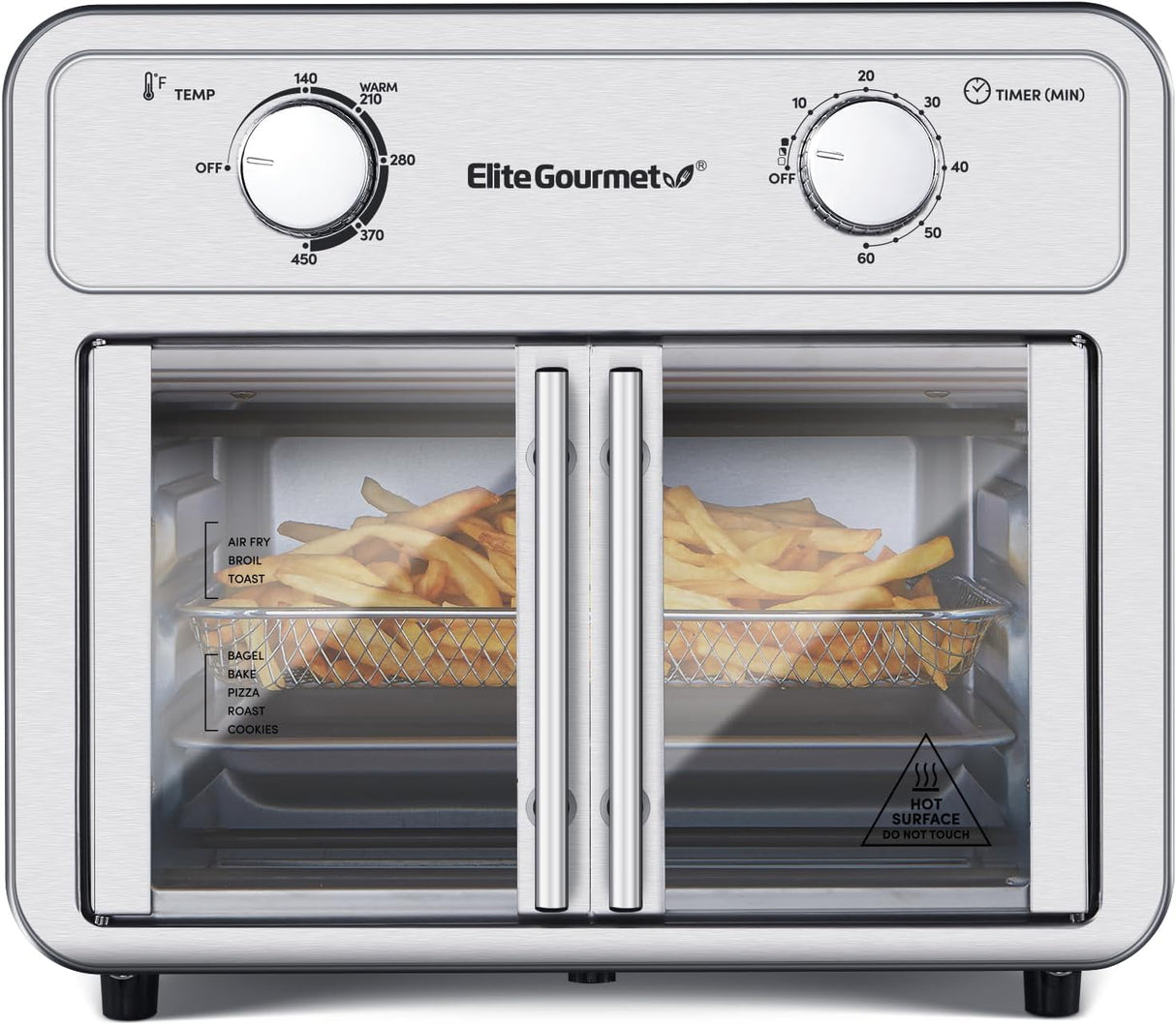Elite Gourmet EAF1222SS - Horno freidora de aire con puertas