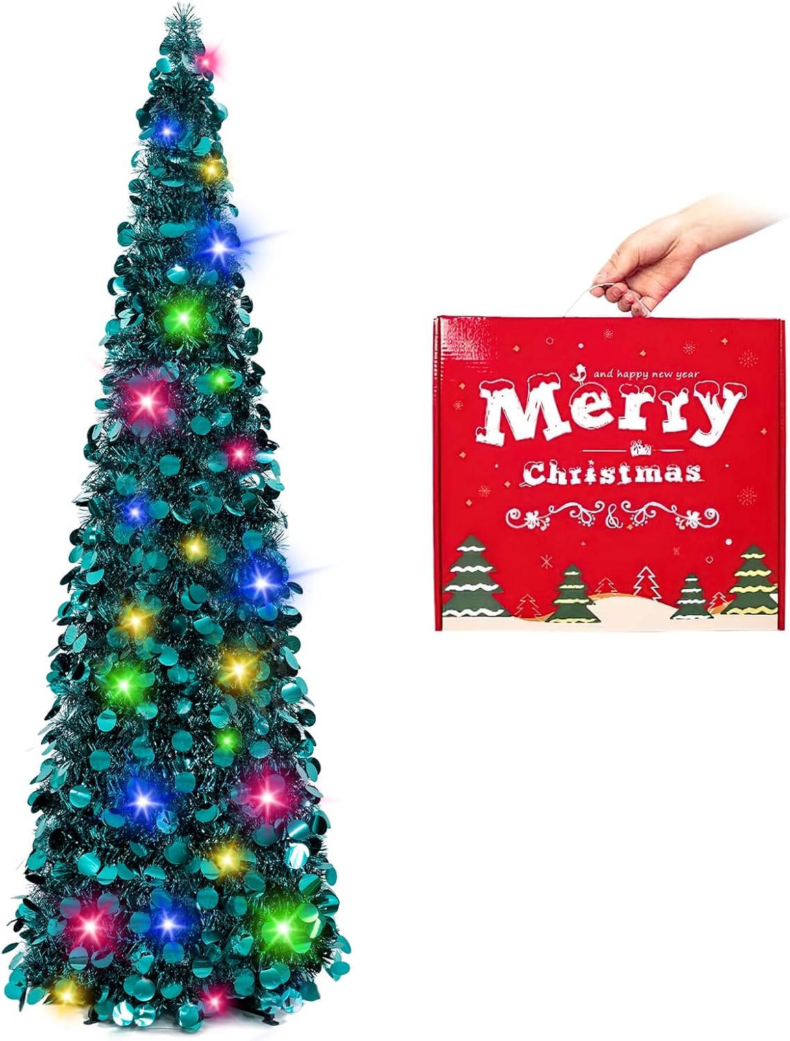 Árbol de Navidad MACTING 5ft con luces y fácil ensamblaje