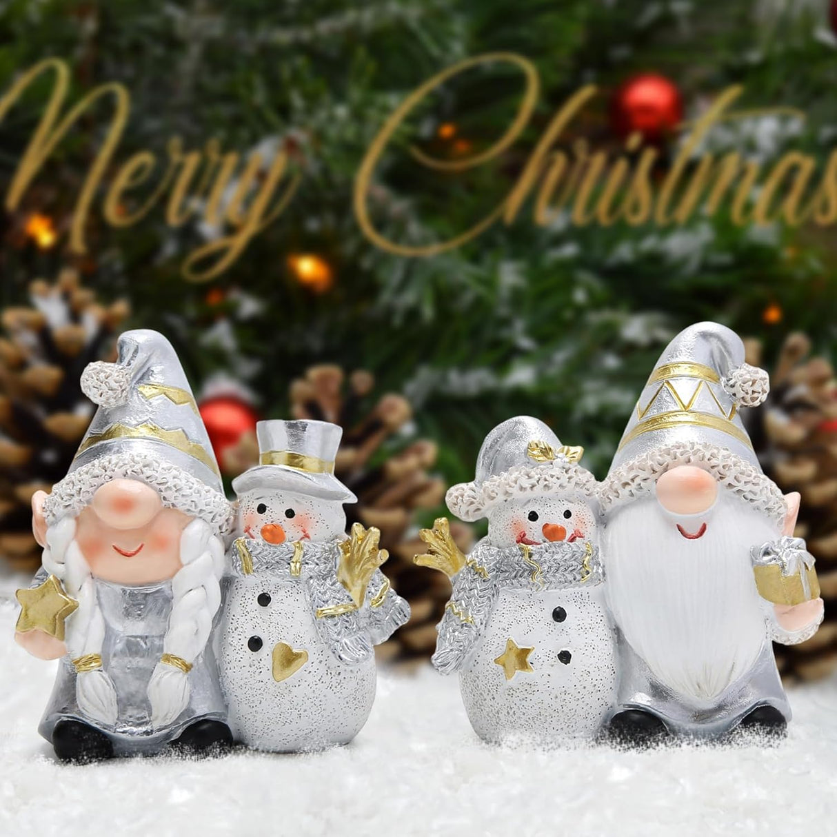 Muñeco de Nieve Hodao Duo de Gnomo y Decoración Navideña
