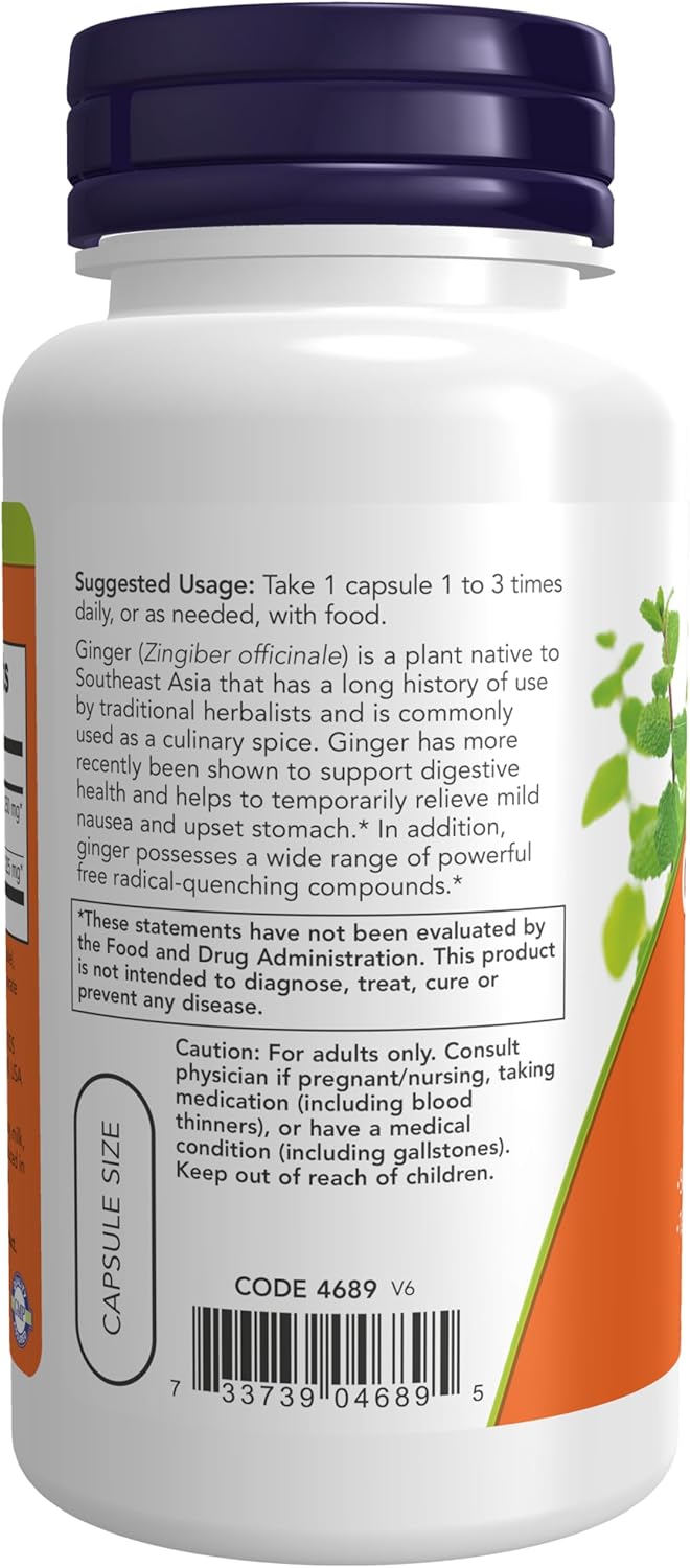 Suplementos NOW Extracto de raíz de jengibre 250 mg 90 cáp