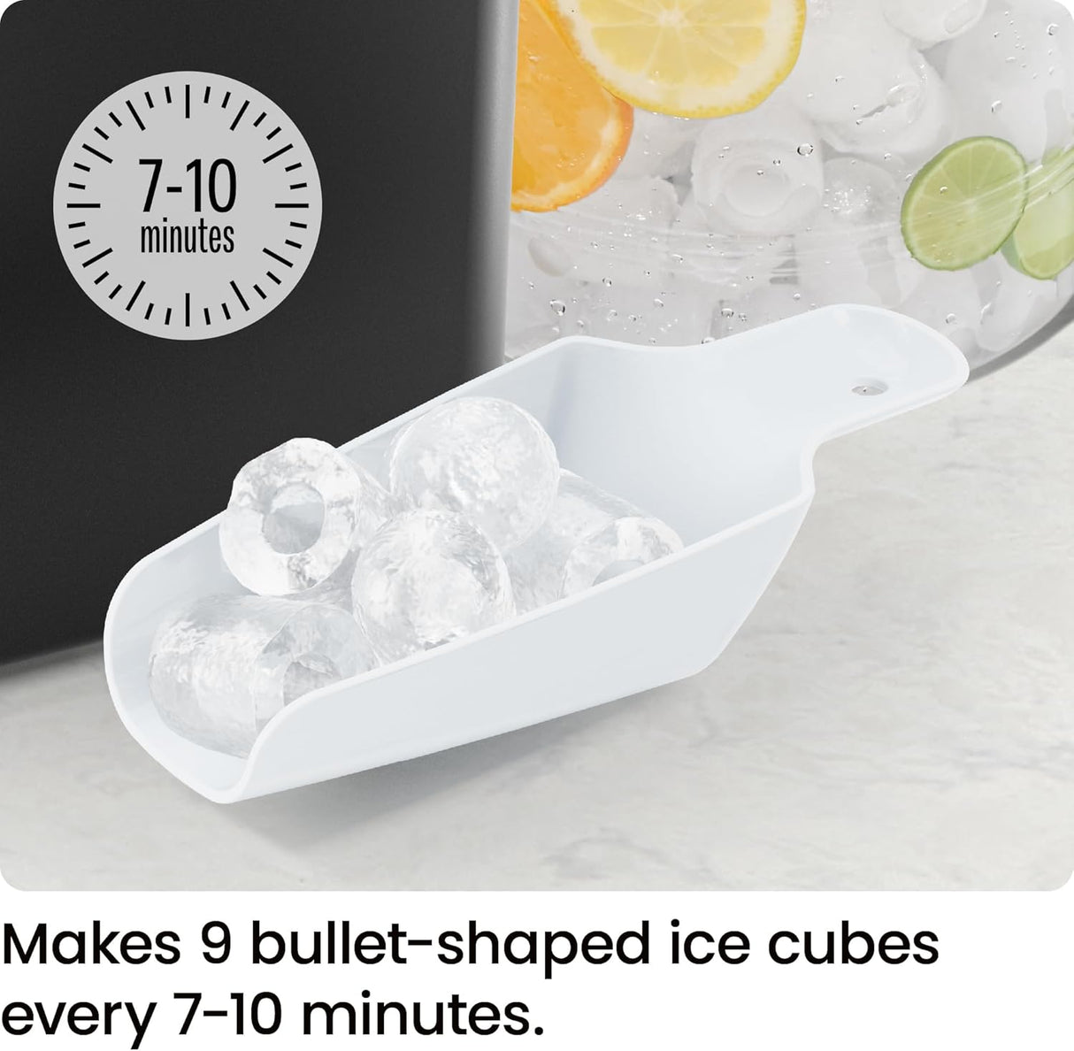 Máquina de Hielo Dual, Auto-Limpieza, 9 Cubos en 7 Minutos