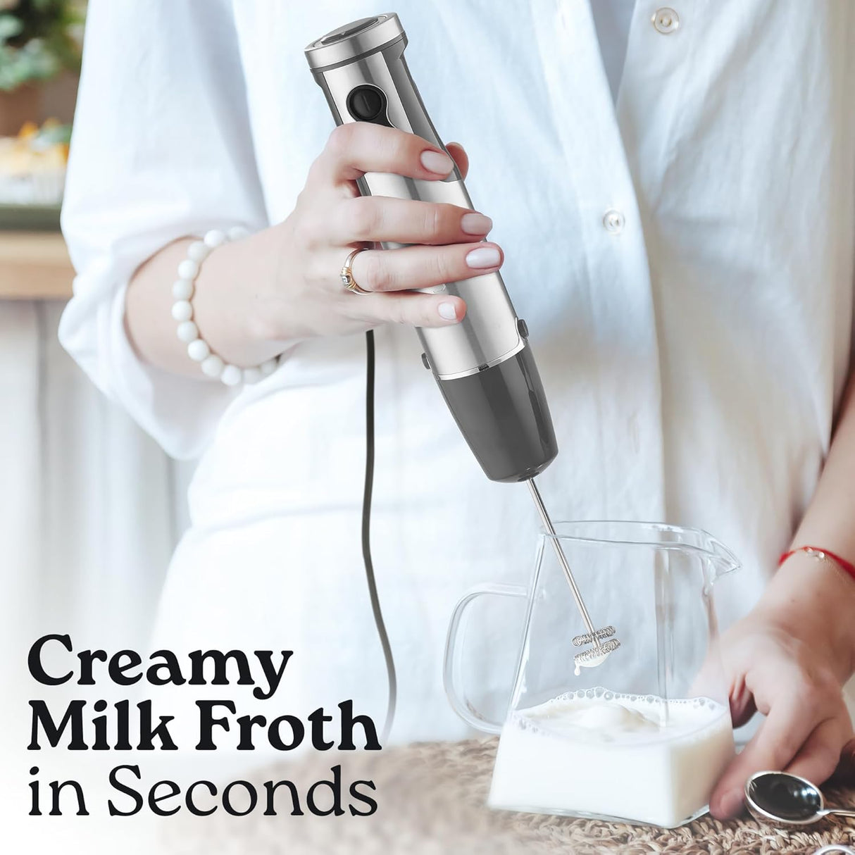 Batidora de inmersión 3 en 1, 800W, 12 velocidades, accesorios