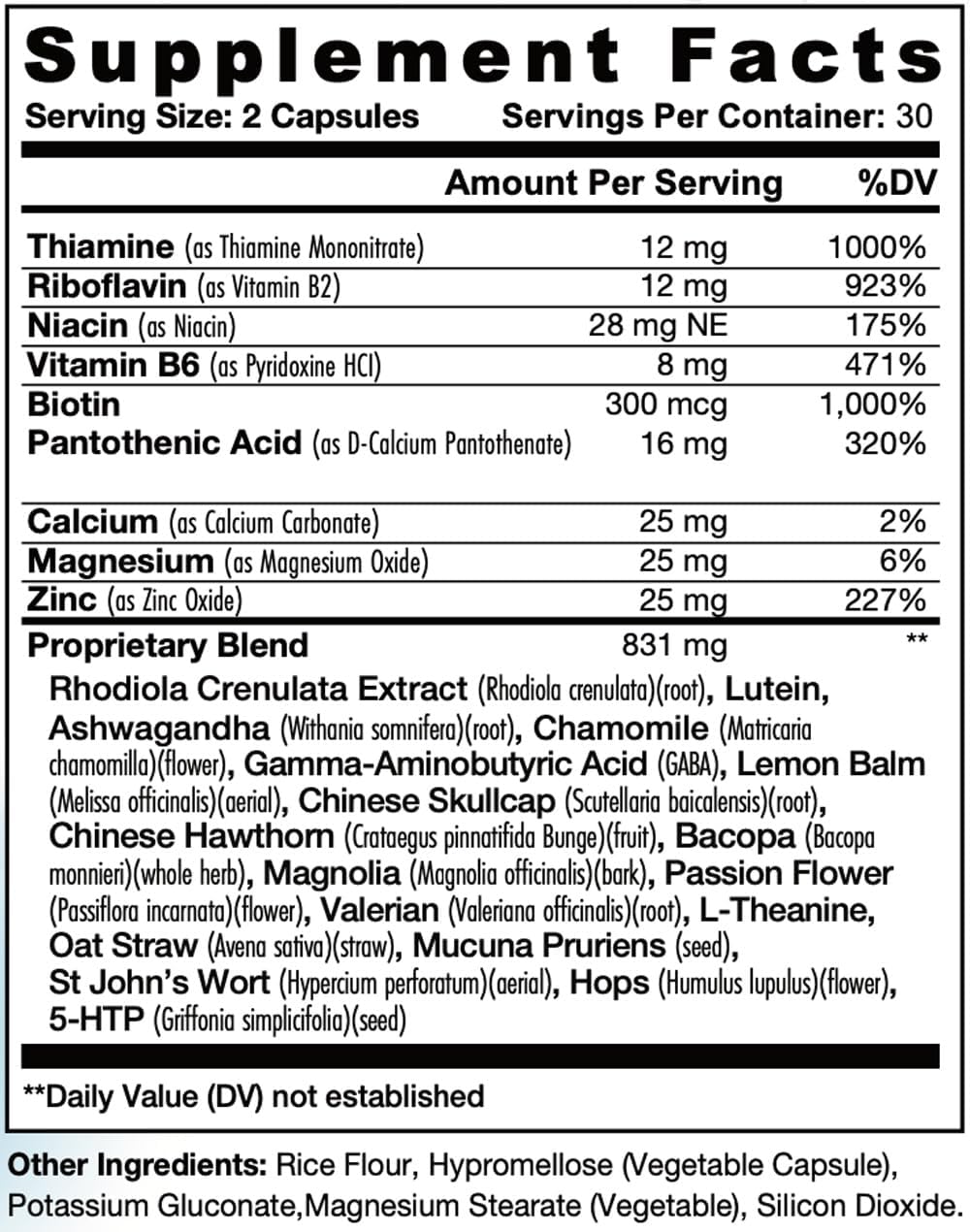 Suplemento de Ashwagandha y L-Theanina, 60 cápsulas, marca X