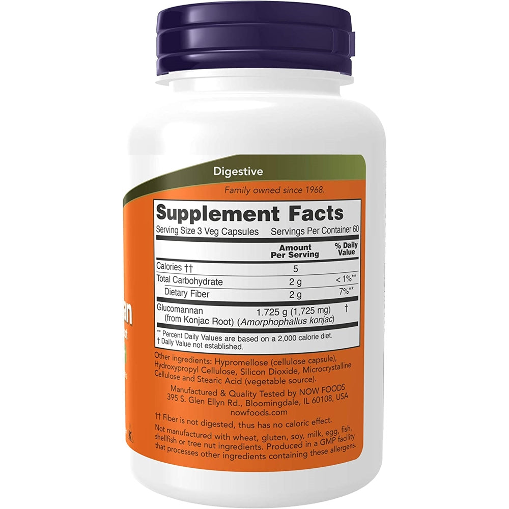 Suplementos NOW Glucomanano Amorphophallus konjac 575 mg
