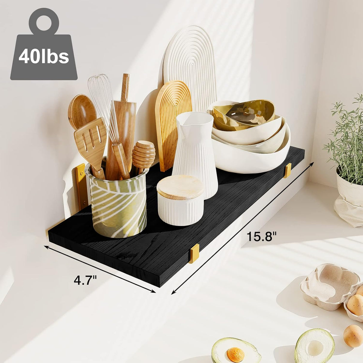 Estanterías Flotantes de Madera Fixwal, Set de 5, 4.7 Ancho