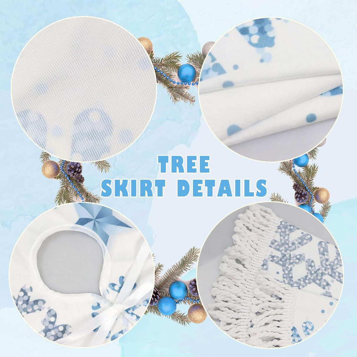 Faldón de árbol de Navidad 30 con copos de nieve, decorativo