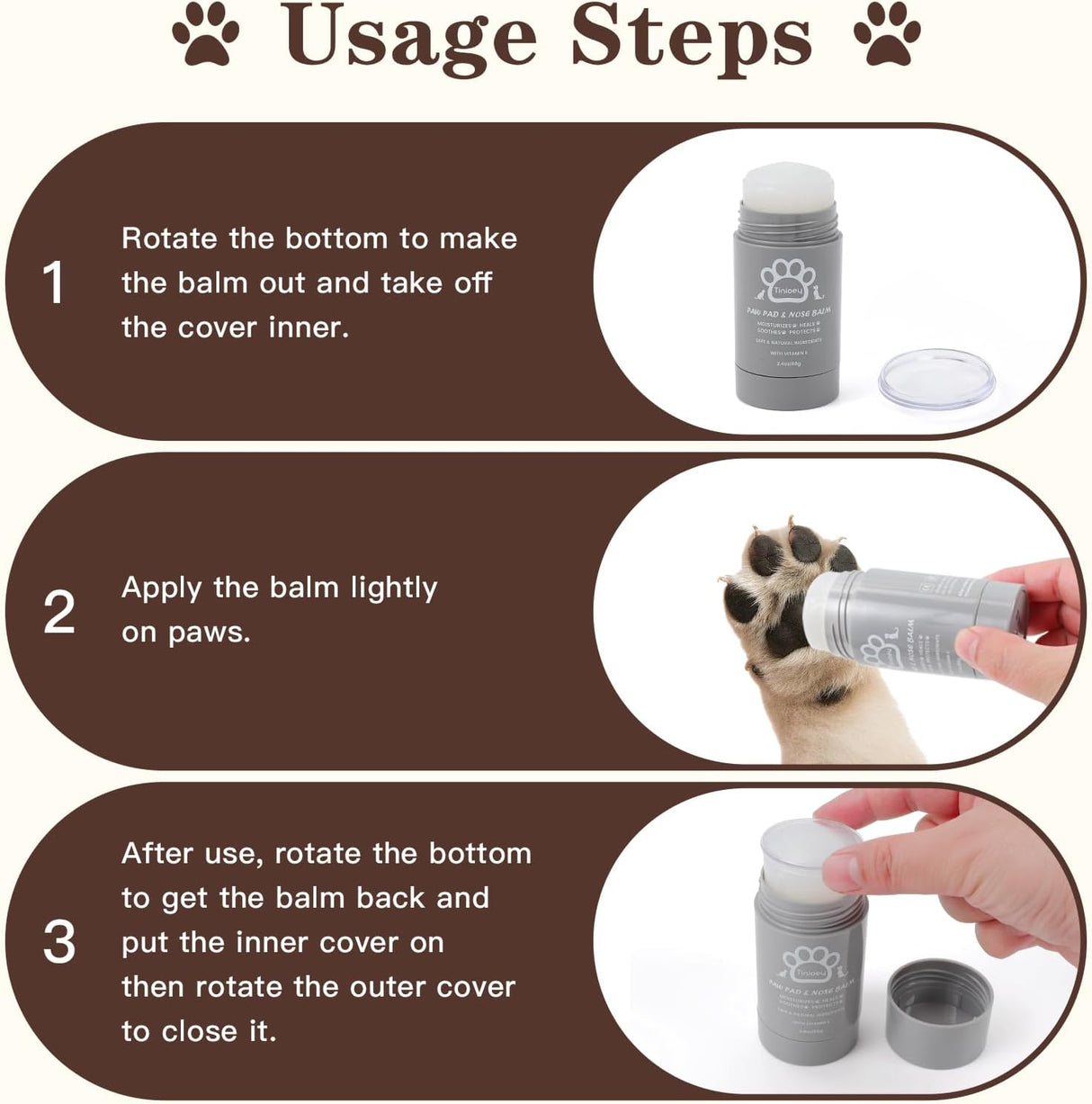 Bálsamo en barra para patas de perro de gato, protector natural seguro para lamidos, chupete e hidratante para patas, nariz y codos agrietadas, secas y dañadas, chupete de hocico para perros