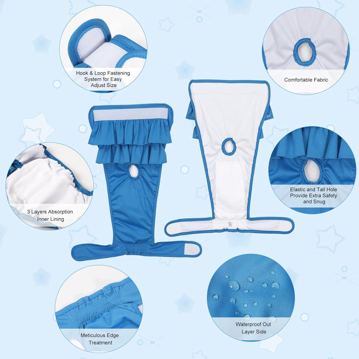 Paquete de 4 pañales para perras, pañales lavablespara cachorros