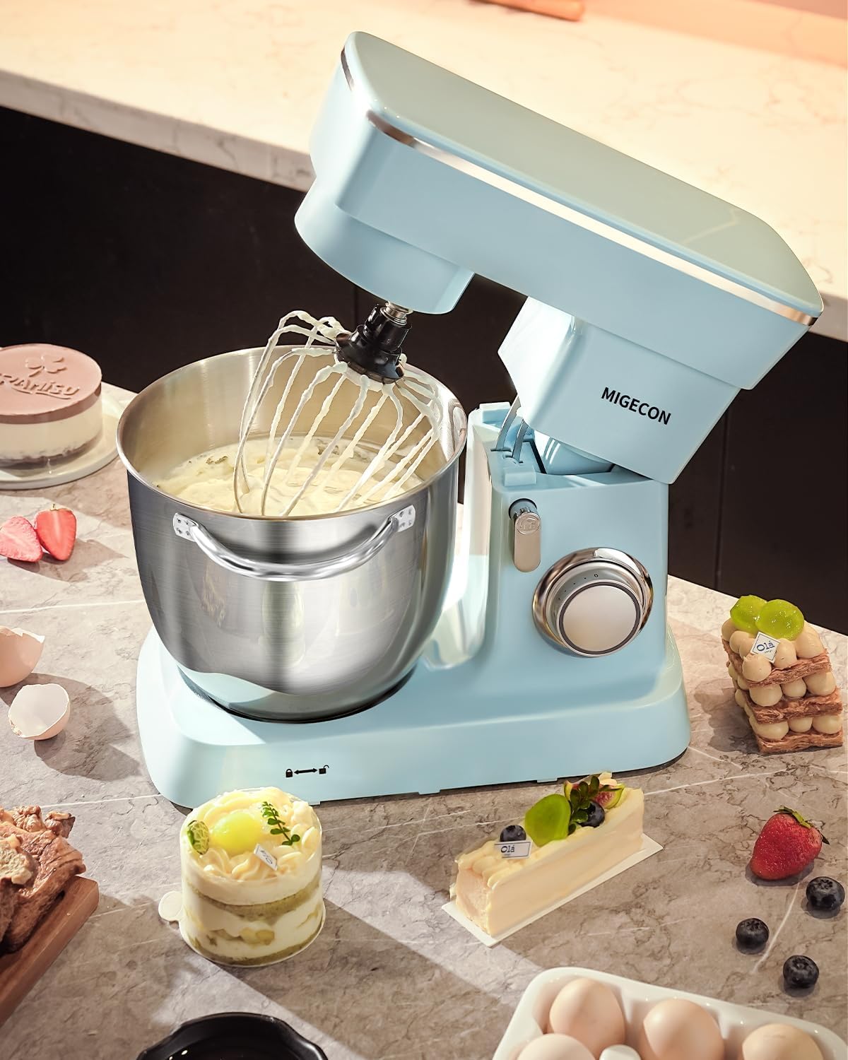 Batidora de pie MIGECON, 10 velocidades, 5.26 QT, accesorios