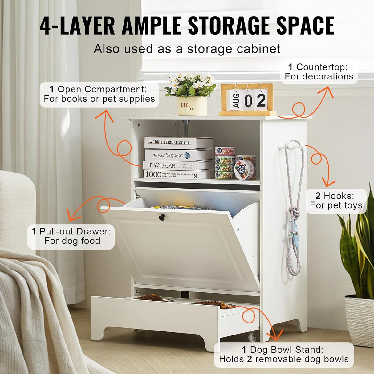 Estación de alimentación para mascotas VEVOR con almacenamiento