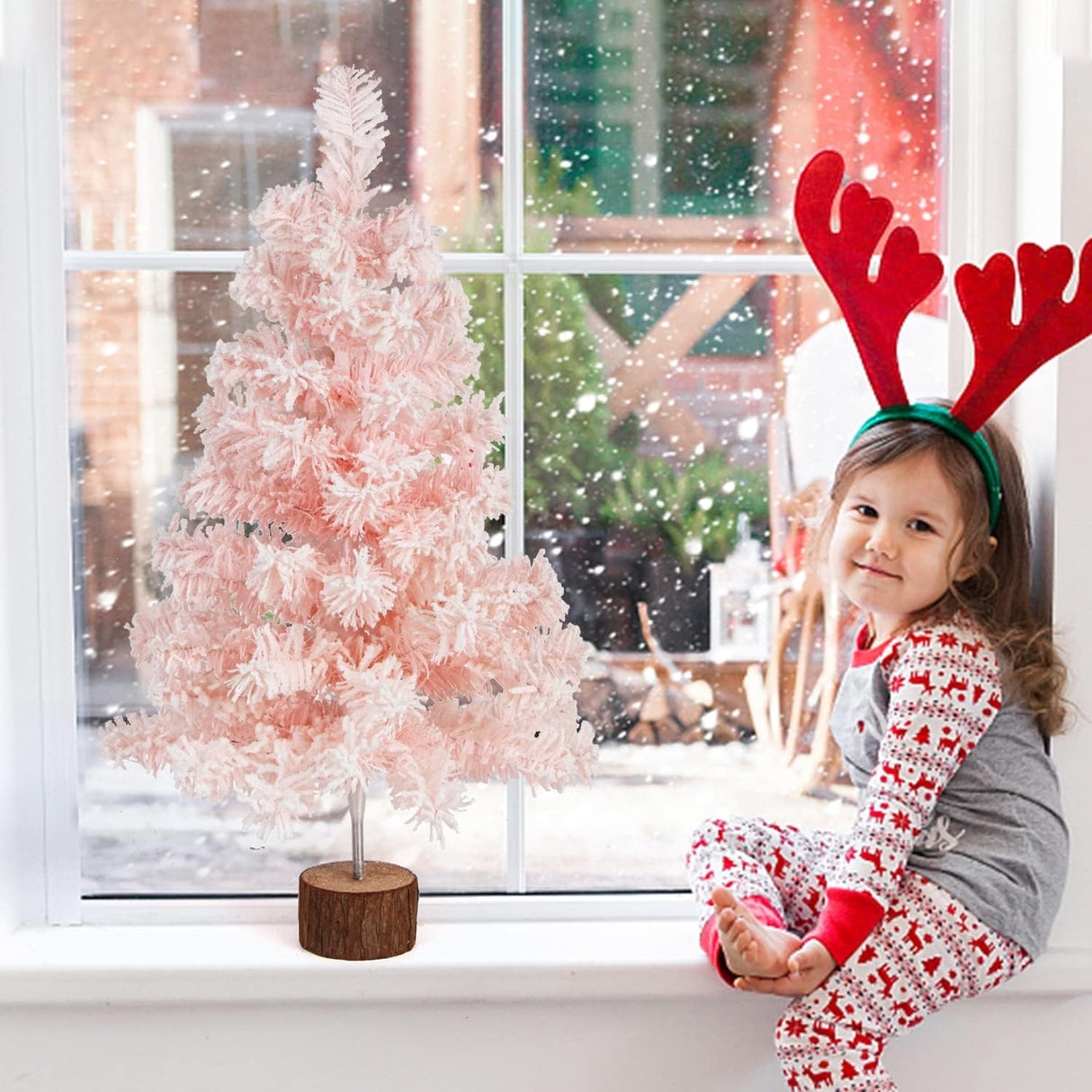 Árbol de Navidad Artificial Pequeño de 2 Pies con Nieve Flocking