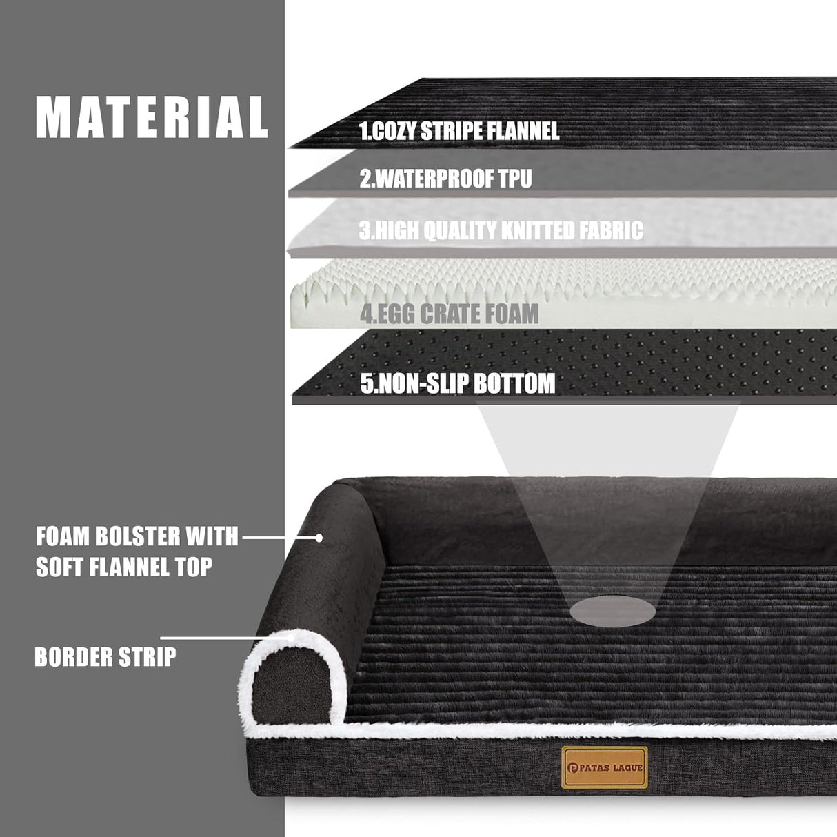 Patas Lague Cama Ortopédica para Perros Medianos 36''X24