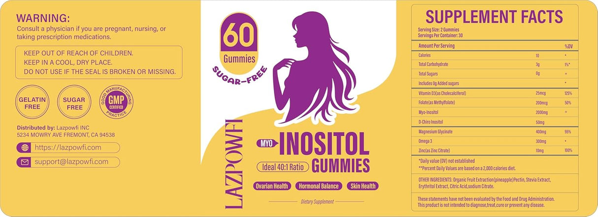 Suplemento de Inositol con Vitamina D3 y Magnesio, 30 días