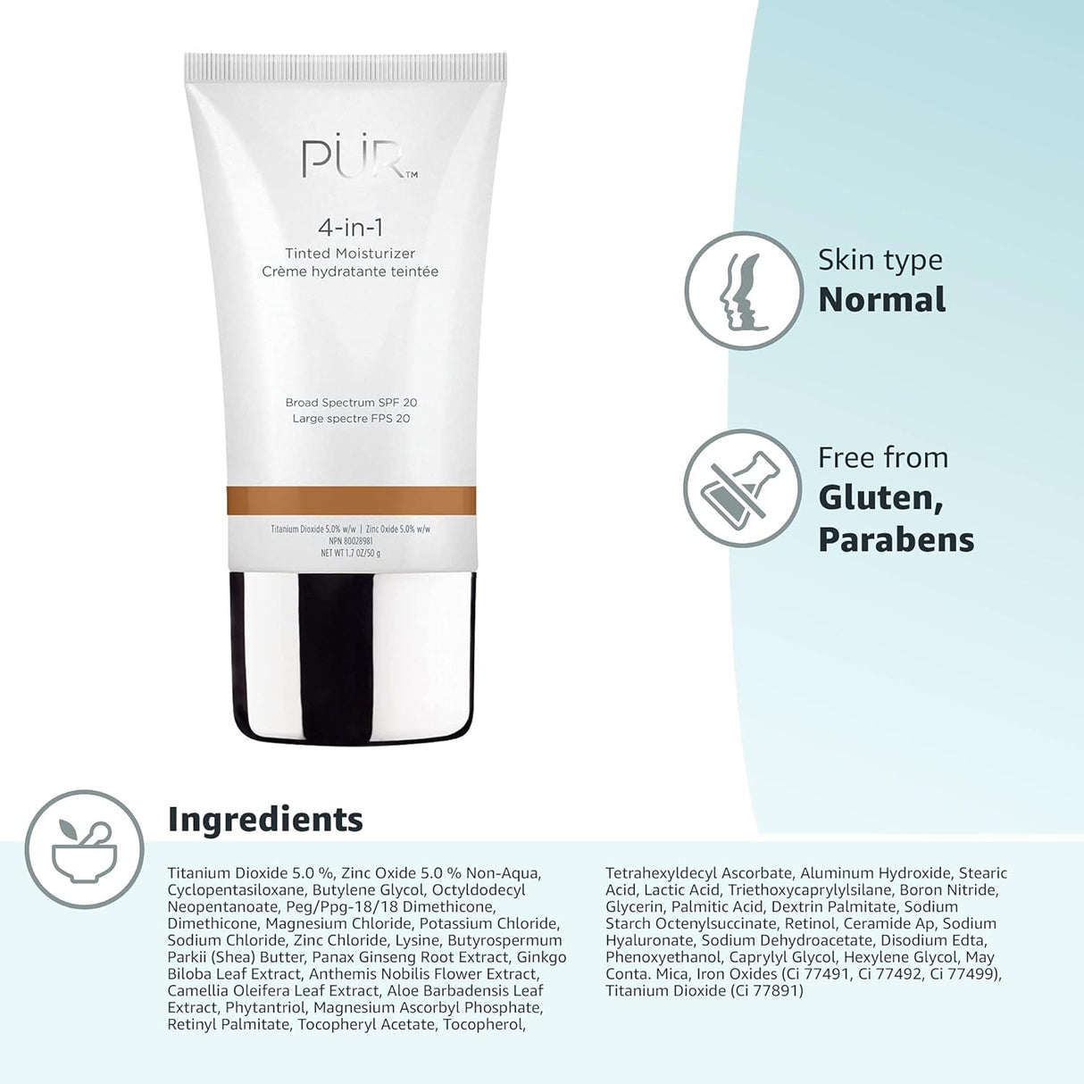 Cuidado Facial Hidratante tintado 4 en 1 con SPF 20