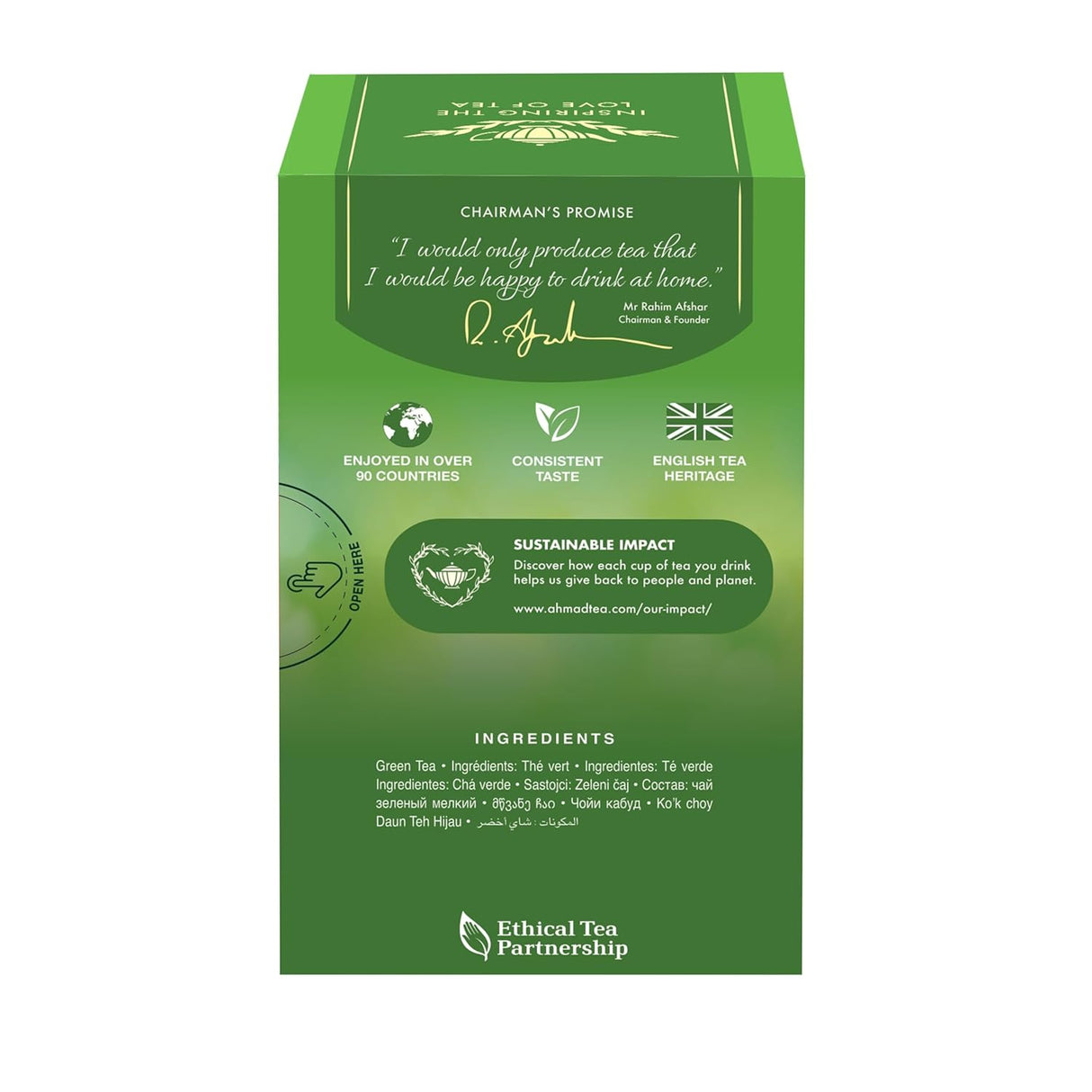 Té Verde Ahmad Té, 20 bolsas, sin azúcar ni cafeína