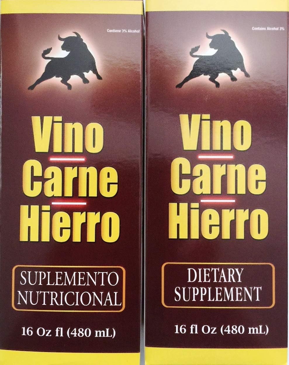 Suplemento Vino Carne Hierro 16 Fl oz. Paquete de 2