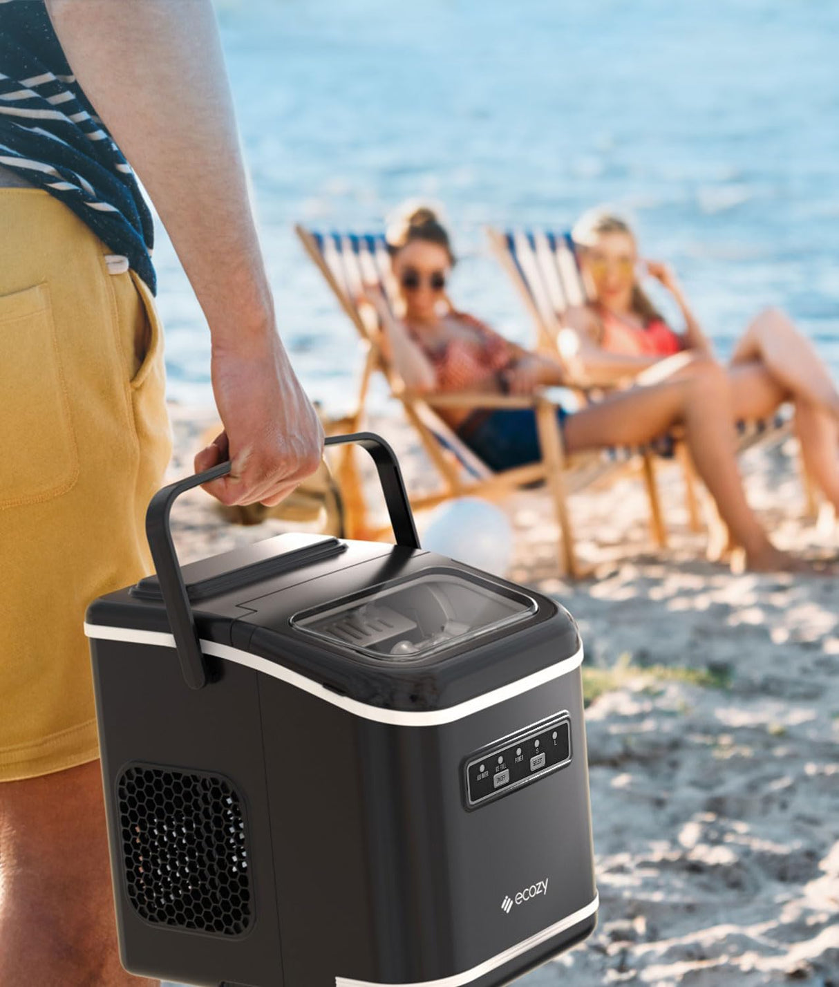 Máquina de Hielo Ecozy, Portable, Auto-Limpiante, 9 Cubos/6 min