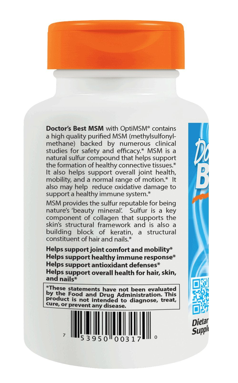 Doctor's Best MSM con OptiMSM, sin OMG, sin gluten