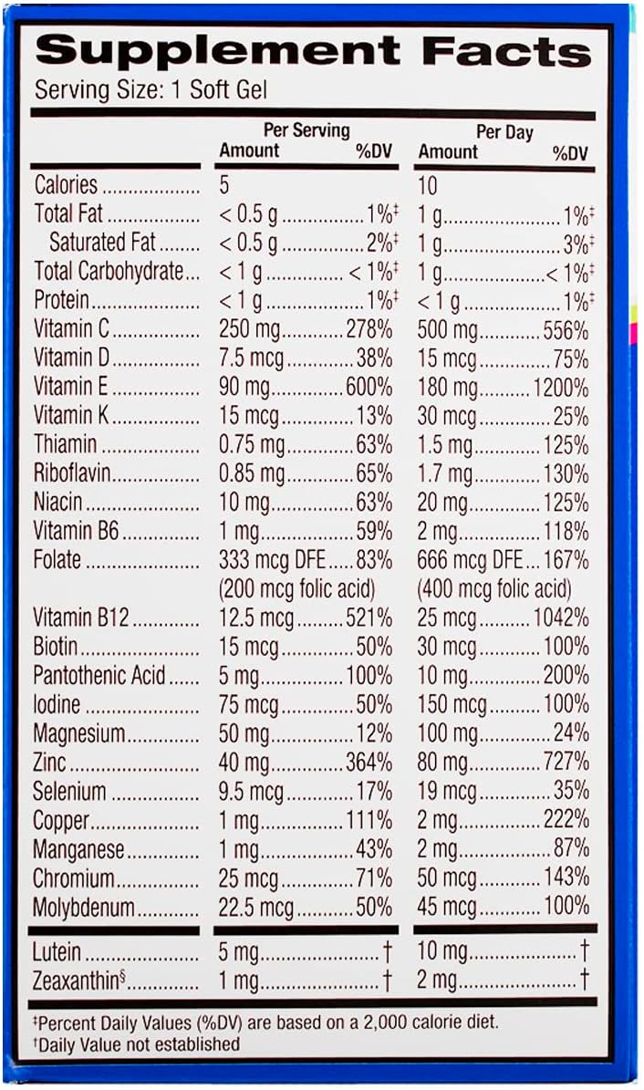 Vitaminas para los ojos Bausch & Lomb, 100 geles suaves, 2 pack