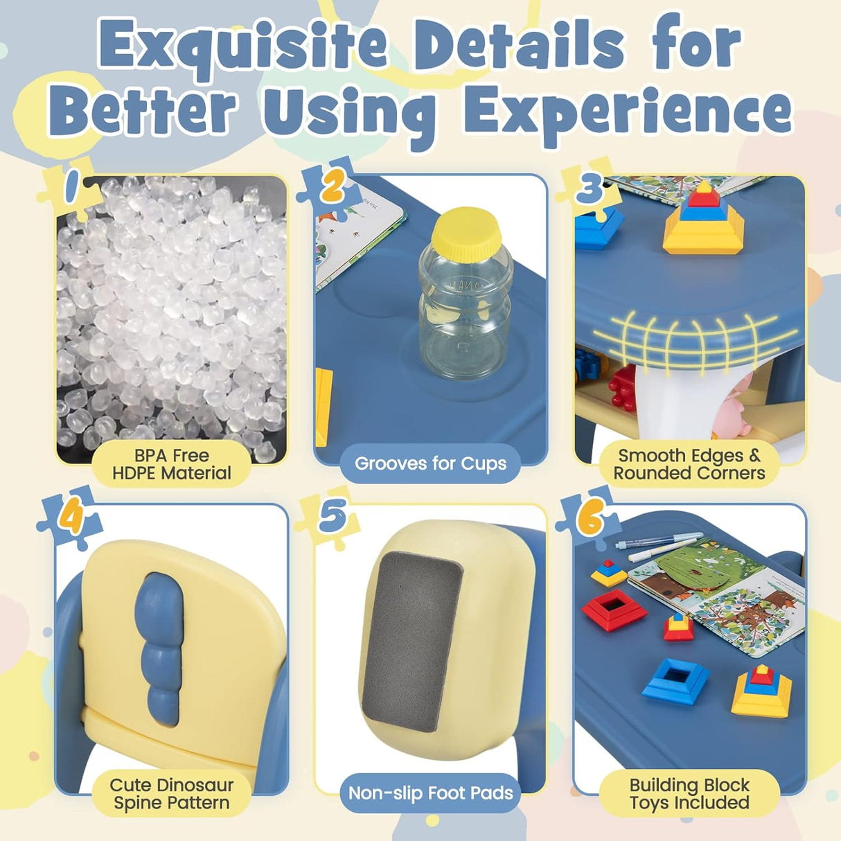 Juego de mesa y silla para niños con juguetes Montessori