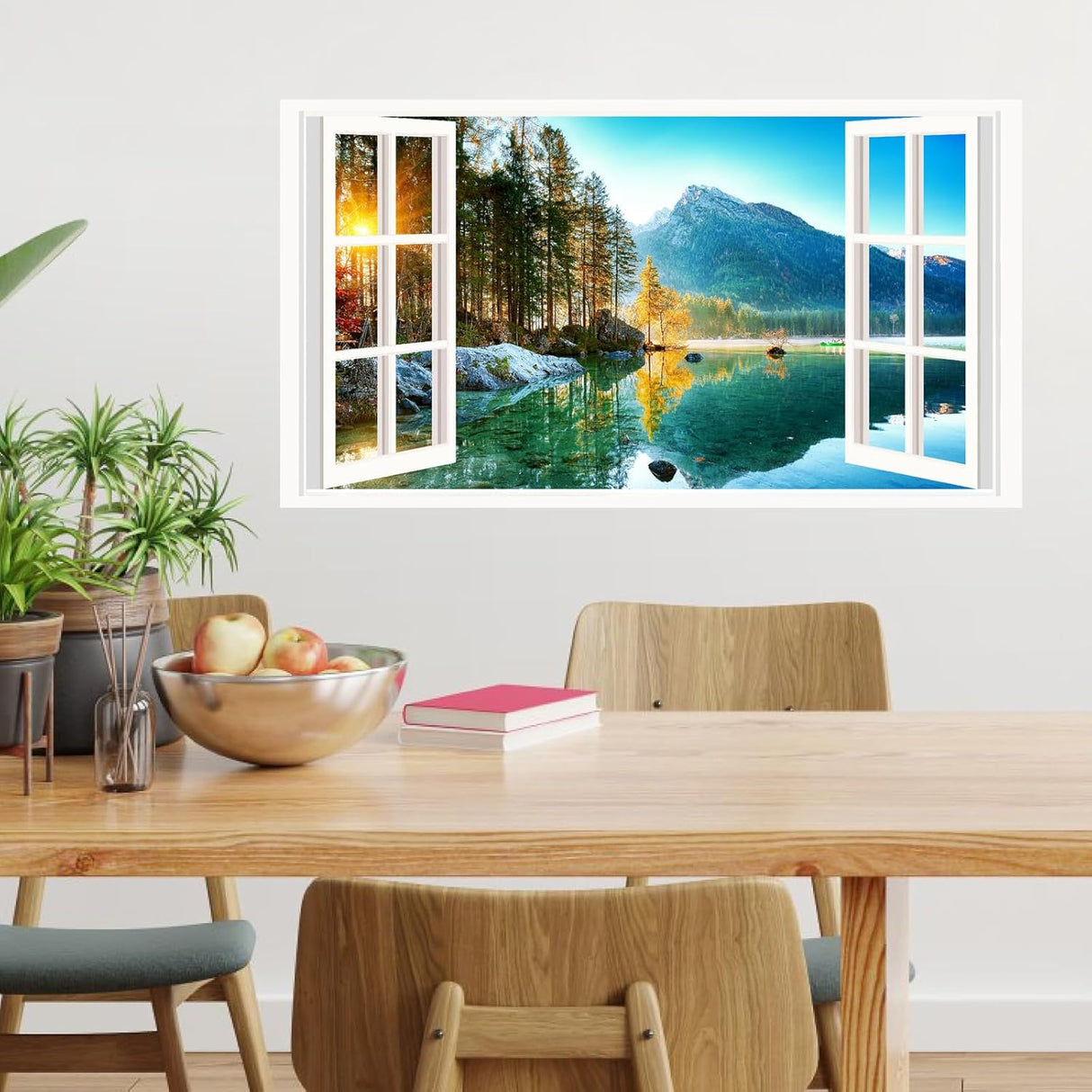 Vinilos de Ventana 3D Lago Montañés, Decoración Natural