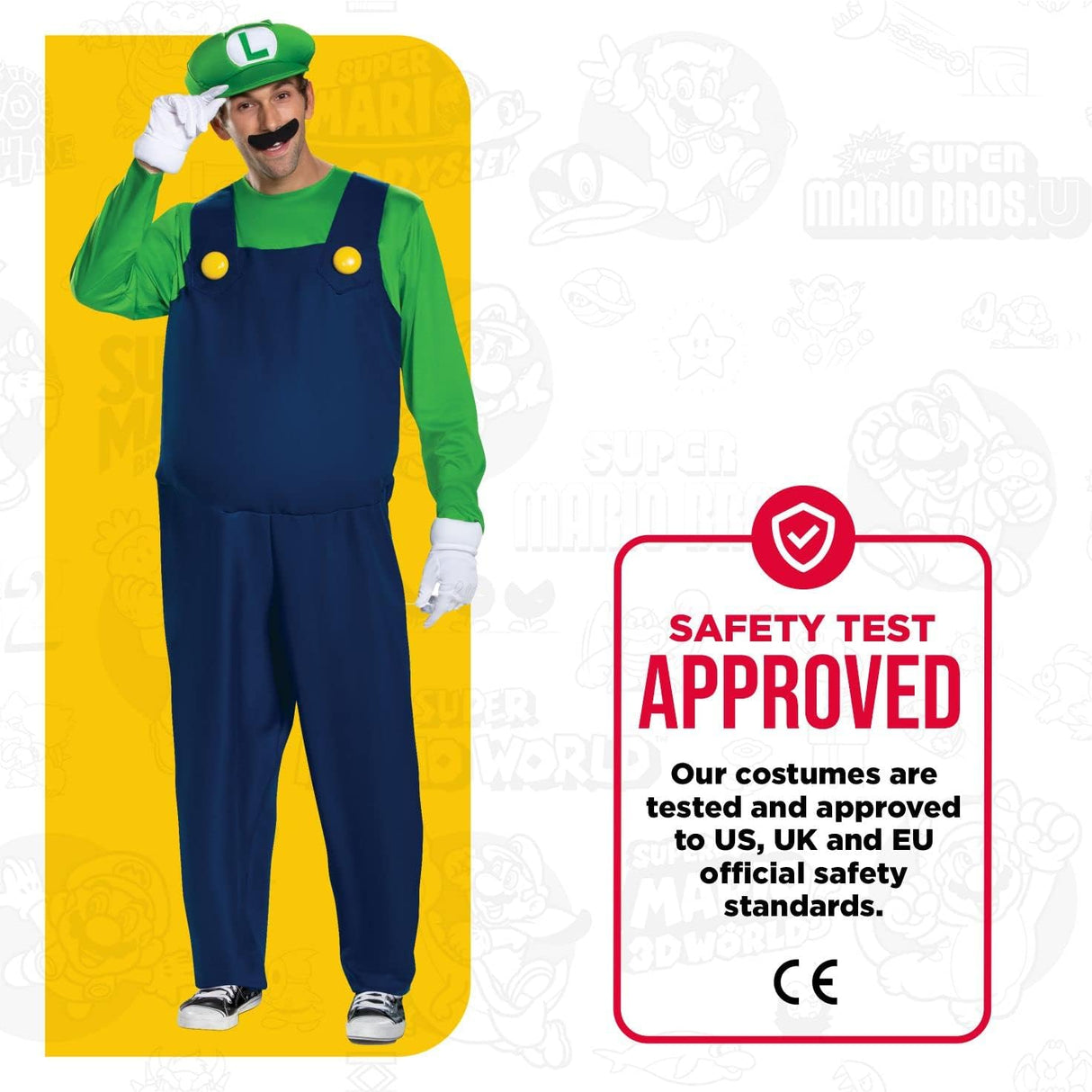 Disfraz de Luigi para hombre de Super Mario talla M