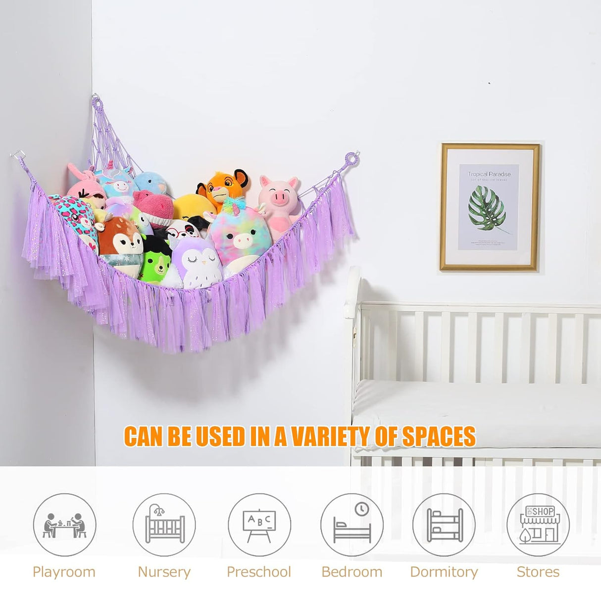 Hamaca de Almacenamiento de Peluches, Boho, Macrame, Modelo Net