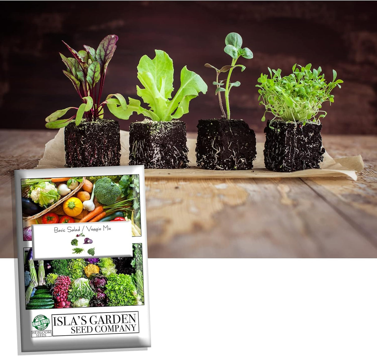 Mezcla de Semillas de Ensalada, Isla's Garden, 500+ Semillas