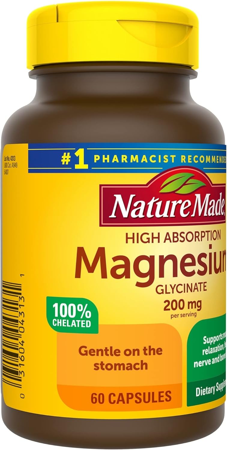 Glicinato de Magnesio 200 mg, Soporte Muscular, 60 Cápsulas
