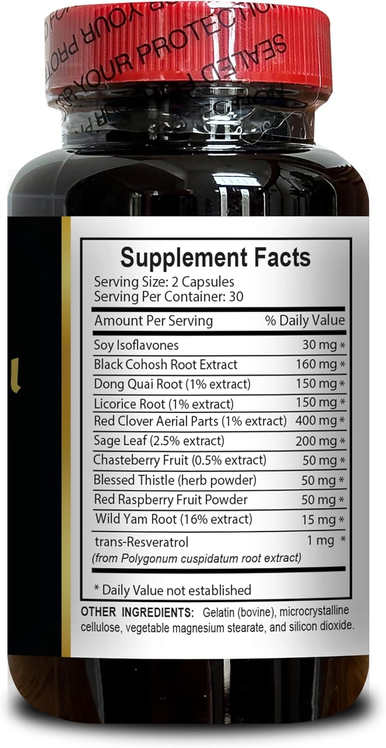 Suplemento para menopausia, vitaminas para mujeres, 60 cápsulas
